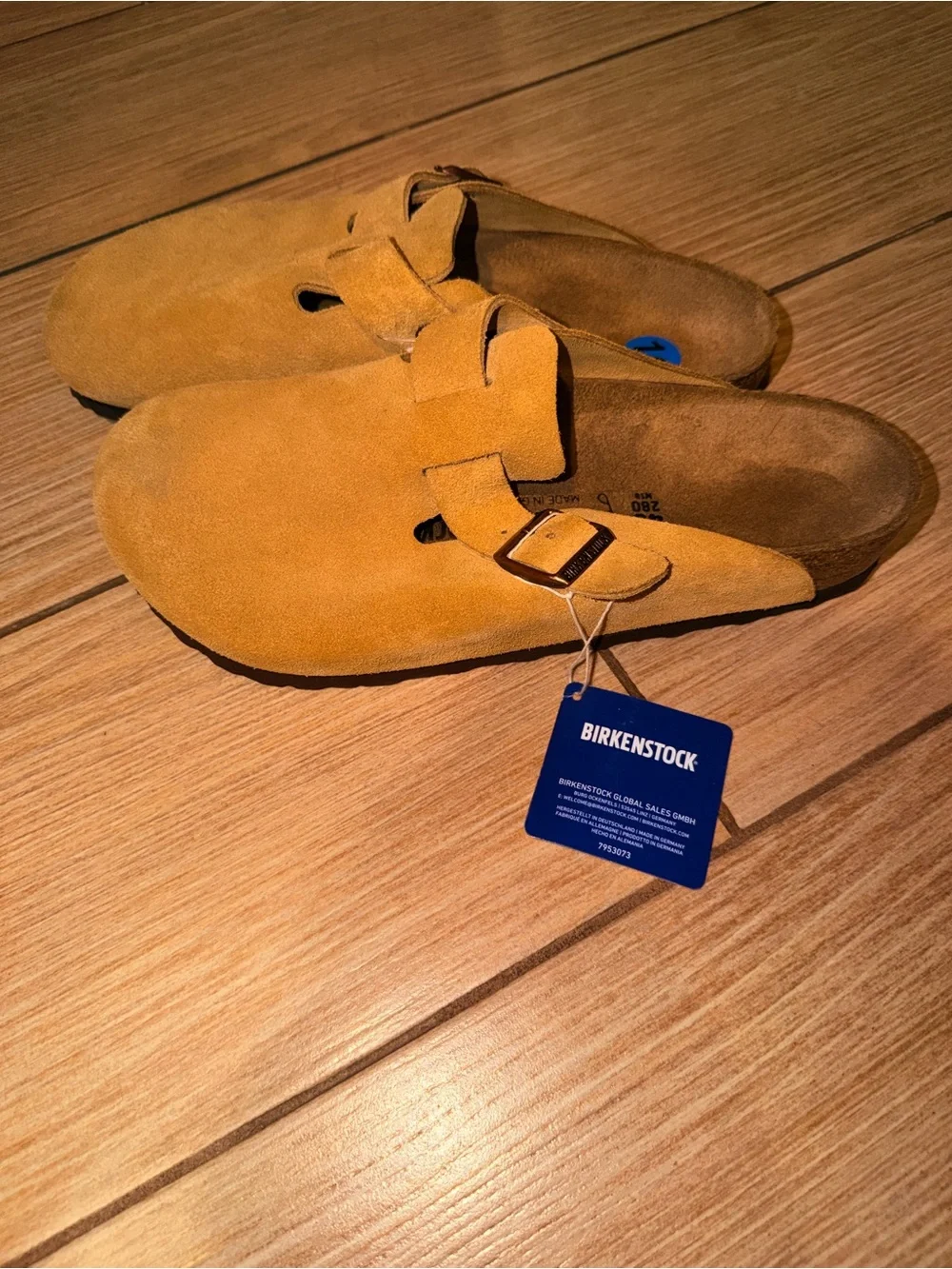 Birkenstock Suede Boston Clog in Mustard Yellow